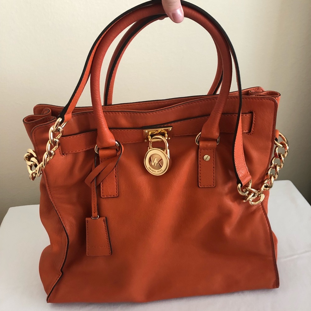 Michael Kors Hamilton Orange Leather Satchel